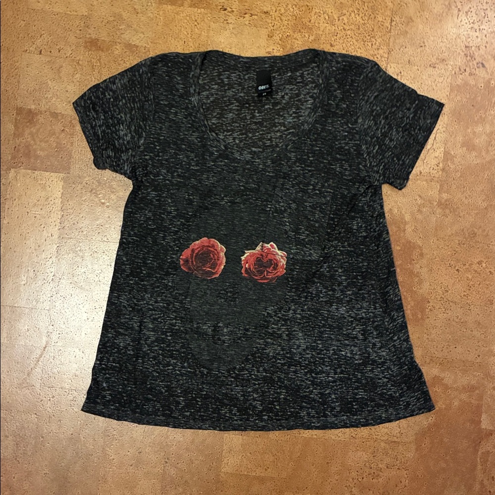 Obey Skull and Roses Black Marled T-Shirt